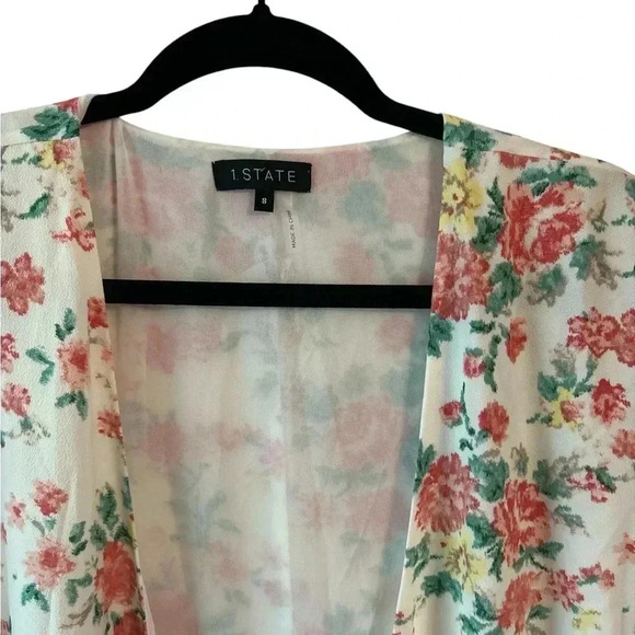1. State Womens Dress Wrap Floral Print Short-Sleeve White Size 8 - Picture 5 of 7